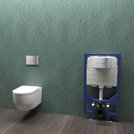 Bathroom Rimless Wall Hung Toilet & 1.14M Concealed Cistern Frame Set
