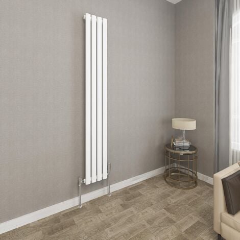1600x236mm White Single Oval Column Radiator Vertical Modern Central Heating Radiators