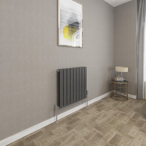 600x612mm Anthracite Double Flat Panel Radiator Horizontal Modern Central Heating Radiators