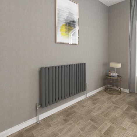 600x1003mm Anthracite Single Oval Column Radiator Horizontal Modern Central Heating Radiators