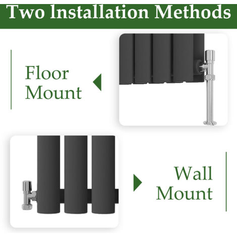 600x1003mm Anthracite Single Oval Column Radiator Horizontal Modern Central Heating Radiators