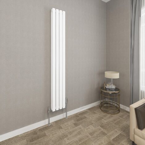 1600x236mm White Double Oval Column Radiator Vertical Modern Central Heating Radiators