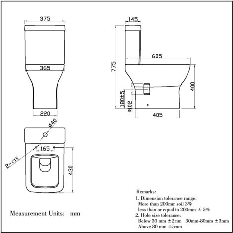 Close Coupled Toilet Bathroom Cistern Ceramic Soft Close Seat White Square