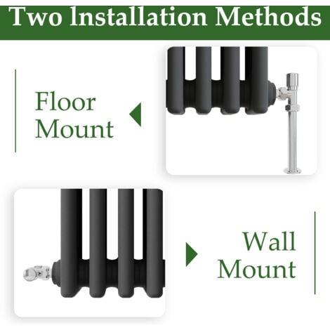 Traditional Cast Iron Style Radiator Horizontal 3 Column Anthracite 600x1460mm