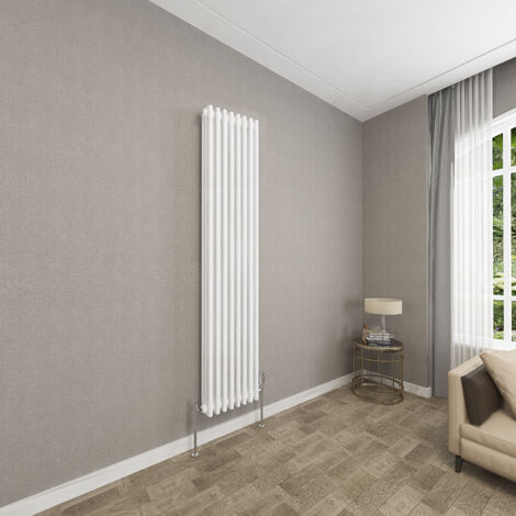 Traditional Cast Iron Style Radiator Vertical 3 Column White 1800x380mm (1/5)