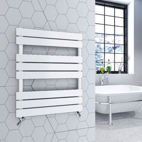800x600mm White Heated Towel Rail Radiator Flat Panel
