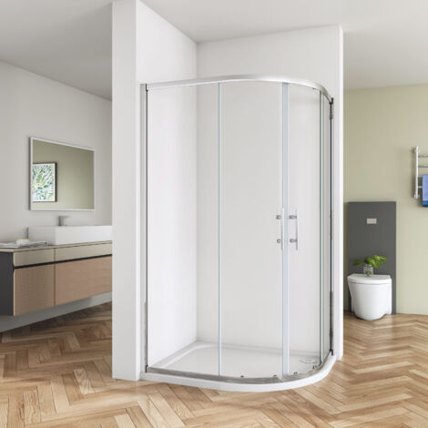 SKY Bathroom 6mm Safety Tempered Glass Quadrant Shower Cubicle Walk in Sliding Shower Door 900x800x1900mm