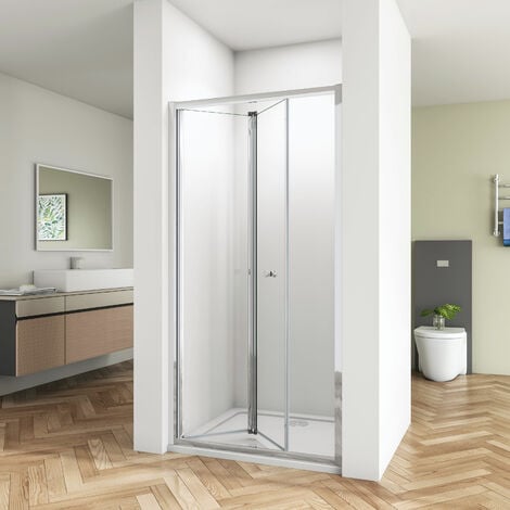SKY Bathroom Bifold Shower Enclosure Reversible Folding Glass Shower Cubicle Door 760mm