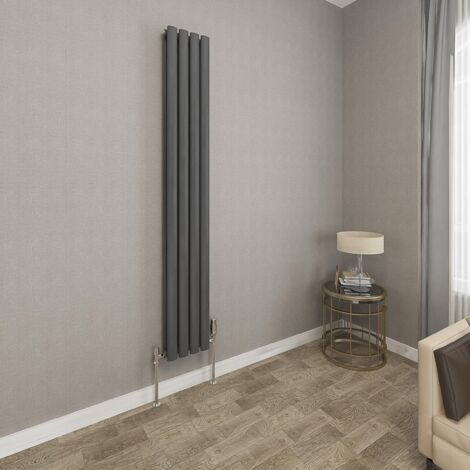 1600x236mm Anthracite Double Oval Column Radiator Vertical Modern Central Heating Radiators