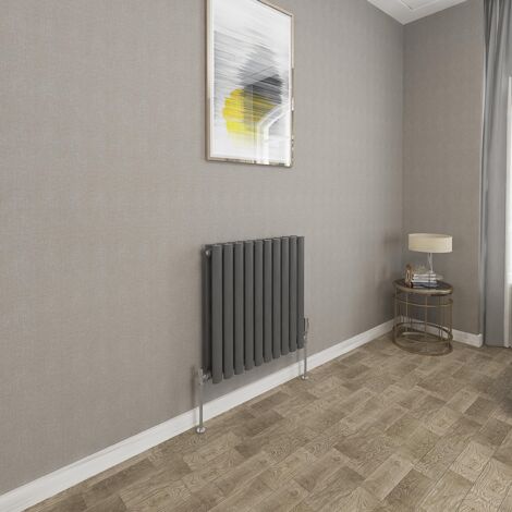 600x590mm Anthracite Double Oval Column Radiator Horizontal Modern Central Heating Radiators