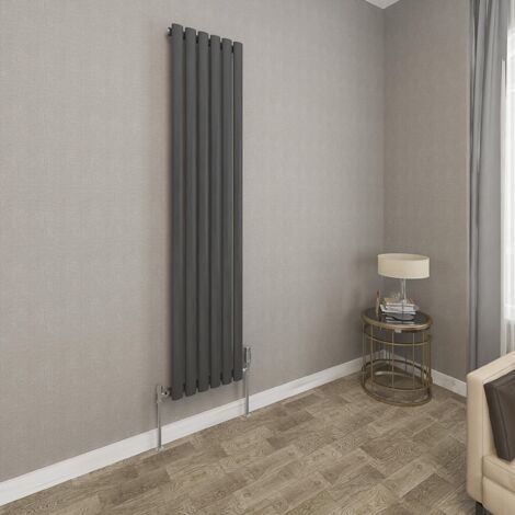 1600x354mm Anthracite Single Oval Column Radiator Vertical Modern Central Heating Radiators