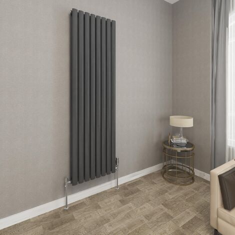 1600x472mm Anthracite Double Oval Column Radiator Vertical Modern Central Heating Radiators