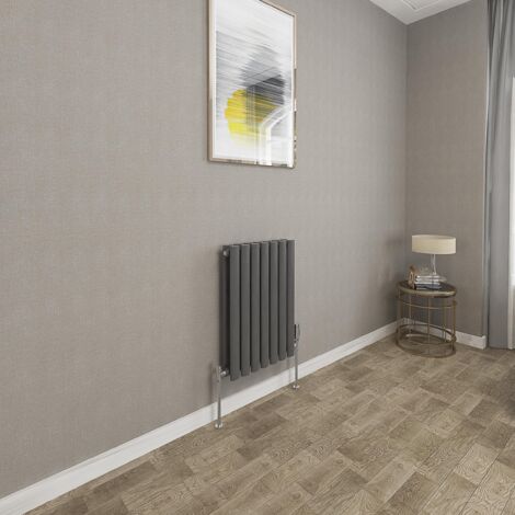 600x413mm Anthracite Double Oval Column Radiator Horizontal Modern Central Heating Radiators
