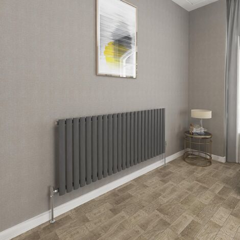 600x1416mm Anthracite Single Oval Column Radiator Horizontal Modern Central Heating Radiators