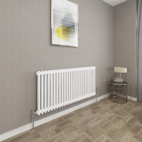 SKY – Traditional 2 column radiator 600x1190mm – White mild steel – 4331 BTU – Floor or wall installation – 15-year warranty (1/5)