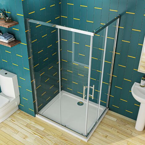 SKY Bathroom Sliding Corner Entry 800 x 800 mm Shower Enclosure 6mm Extra Toughened Safety Glass Sliding Cubicle Door