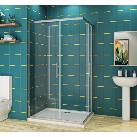 SKY Bathroom Sliding Corner Entry 800 x 800 mm Shower Enclosure 6mm Extra Toughened Safety Glass Sliding Cubicle Door