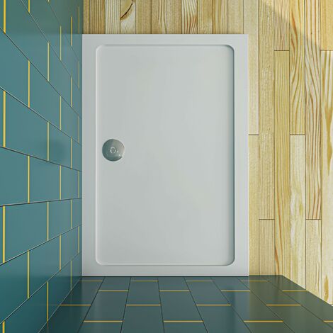 ELEGANT Rectangular 1200 x 700 x 40 mm Stone Shower + Waste Trap Tray for  Bathroom Shower Enclosure Wetroom Rectangle Slimline Shower Cubicle Base