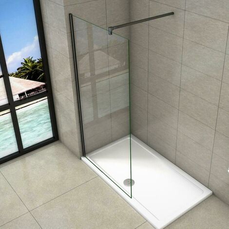 SKY Bathroom 1100x1950mm Black Wet room Walk In Shower Enclosure Easy Clean Glass Screen