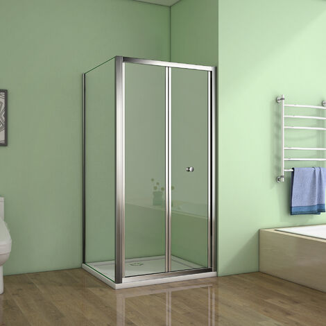 SKY Bathroom 760mm Bifold Shower Door Glass Shower Enclosure Reversible Folding Shower Door Panel H1850mm (1/5)