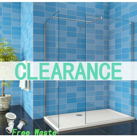 SKY Bathroom 800mm + 760mm Walk in Shower enclosure two Wet Room 8mm shower screen EasyClean NANO Glass 1900mm height (1/5)