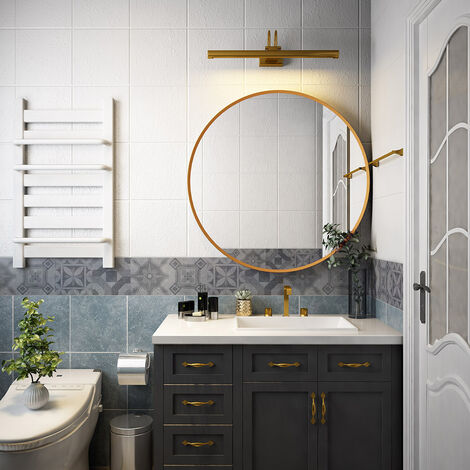 Framed Bathroom Mirrors for Wall Decorative Bathroom Mirror - 600mm Gold Framed Round Mirror