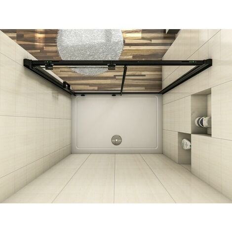 SKY Bathroom 1200x1950mm Sliding Shower Door Black Frame Shower Enclosures