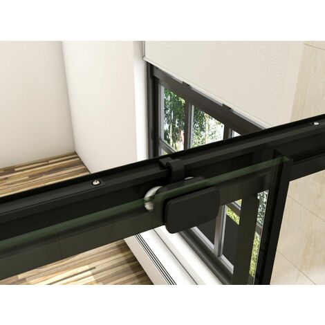 SKY Bathroom 1200x1950mm Sliding Shower Door Black Frame Shower Enclosures