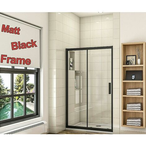 SKY Bathroom 1400x1950mm Sliding Shower Door Black Frame Shower Enclosures