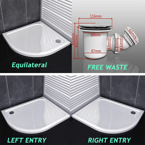 SKY Bathroom 1200x900x30mm Offset Quadrant Walk in Shower Enclosure Stone Tray Left Side