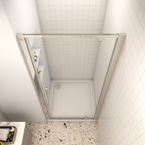 SKY Bathroom Frame Pivot Shower Door 800x1850mm Single Door Shower Bath Enclosure Chrome + 1000x800mm Tray Waste