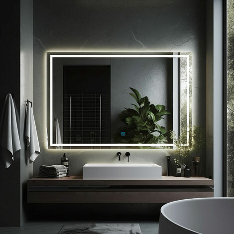 800x600mm Large Illuminated Led Bathroom Mirror with Demister Pad [IP44 Rated] Rectangular Backlit Wall Mounted,Touch Sensor Switch