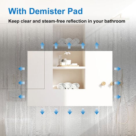 800x600mm Large Illuminated Led Bathroom Mirror with Demister Pad [IP44 Rated] Rectangular Backlit Wall Mounted,Touch Sensor Switch