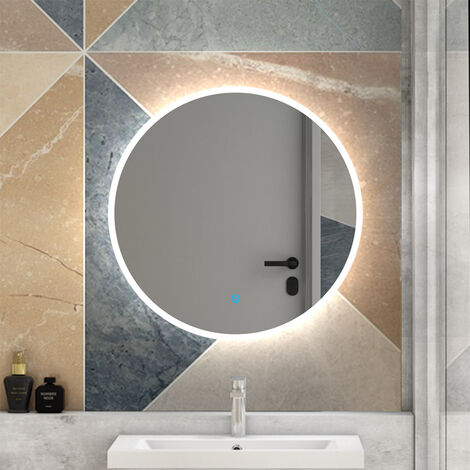 Modern Round Bathroom Mirror Decorative - 600mm-LED+Demister+Touch