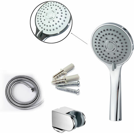 Sky Bathroom Modern Chrome Shower Head & Hose Hand Held Heads & Bracket Set