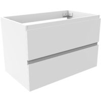 800mm Wall Mounted Bathroom Vanity Unit without Basin Matt White 2 Soft Close Drawers - Flat Pack