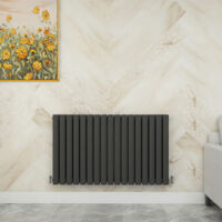 SKY Bathroom 600x1003mm Anthracite Double Horizontal Oval Column Designer Central Heating Radiator