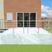 200x106cm Stair Hand Rail Kit, Transitional Stainless Steel Railings with Installation Kit with 5 Cross Bars