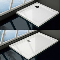SKY Bathroom 1400x700mm Slimline Rectangle Shower Enclosure Stone Tray Free Waste