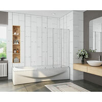 Bathroom 4 Panel Folding Bath Shower Screen Chrome 1000mm Reversible 4mm Glass