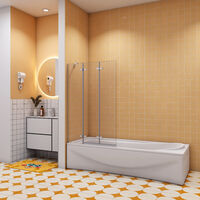 SKY Bathroom 1000x1400mm 3 Fold Folding Hinge Bathroom Shower Screen Door Panel 6mm safety tempered Glass