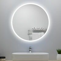 Modern Round Bathroom Mirror Decorative - 700mm-Dimmable 3 Colour Light+Bluetooth+Demister