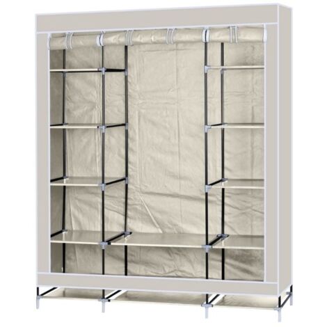 Armadio In Tessuto KESSER Con Appendiabiti E Ripiani | Guardaroba 150x45x175 Cm Nero Per Camera