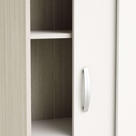 Mobile armadio ausiliario ante scorrevoli colore bianco e rovere 68x33x106 cm