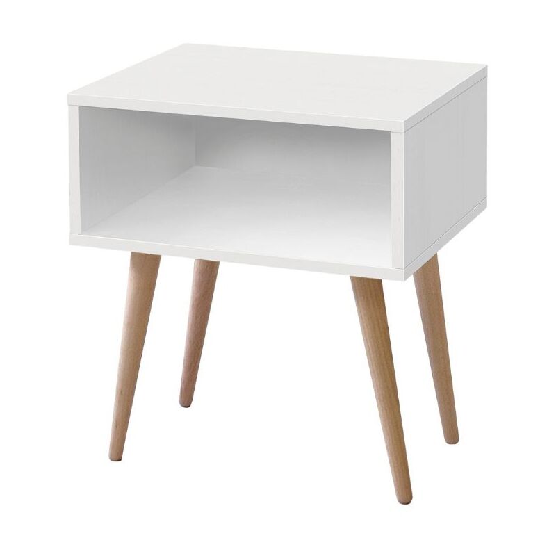 Table de nuit moderne Yao en blanc et chambre 43x50x35 cm