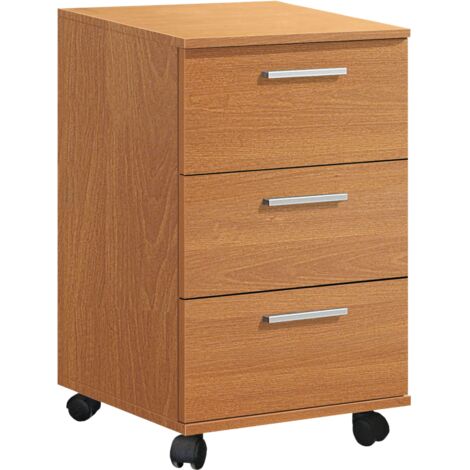 Commode 3 tiroirs couleur cerisier 42x68x35 cm (1/5)