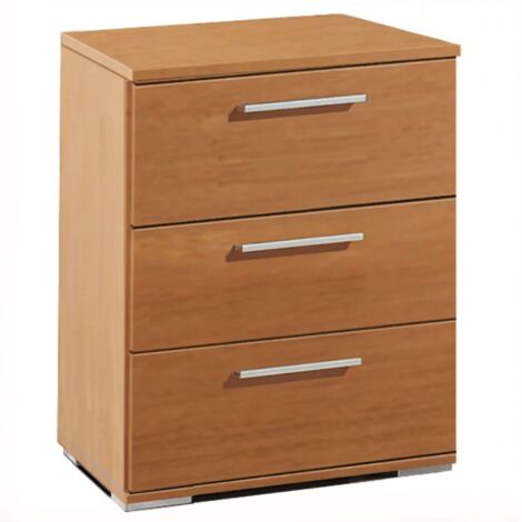 Table de chevet classique avec 2 ou 3 tiroirs en mélamine couleur cerisier pour chambre à coucher moderne (1/5)
