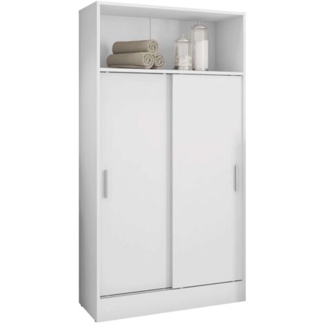 Miroytengo – Meuble de salle de bain 2 portes coulissantes – Mélaminé blanc 81 x 38 x 157 cm – Design moderne avec étagères intérieures