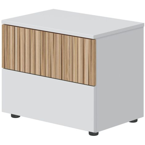 Table de chevet Ethna en Natur et Artik blanc 50x42x34 cm (1/5)