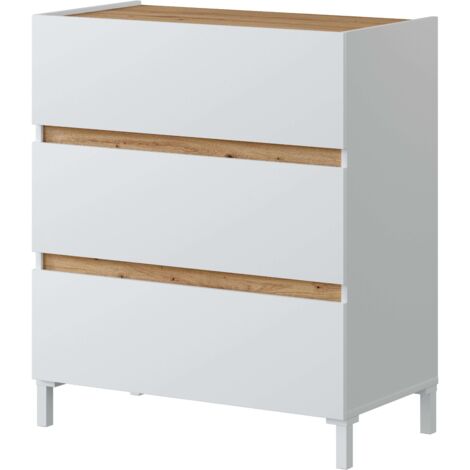 Commode Tempus de style nordique en chêne Nodi et blanc Artik, 79 x 91 x 41 cm (1/5)